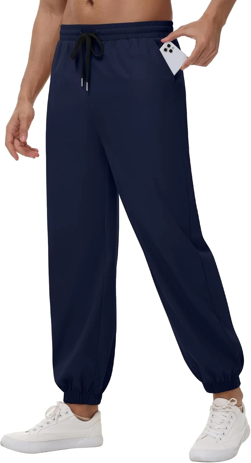3 Pack Men's Casual Jogger Pants, Cotton Drawstring Sweatpants with Pockets Hiking Outdoor Athletic Joggers