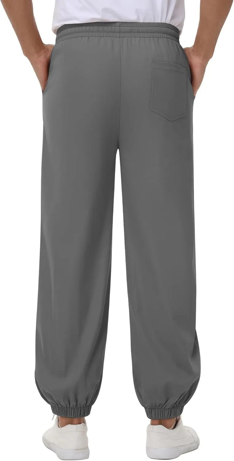 3 Pack Men's Casual Jogger Pants, Cotton Drawstring Sweatpants with Pockets Hiking Outdoor Athletic Joggers