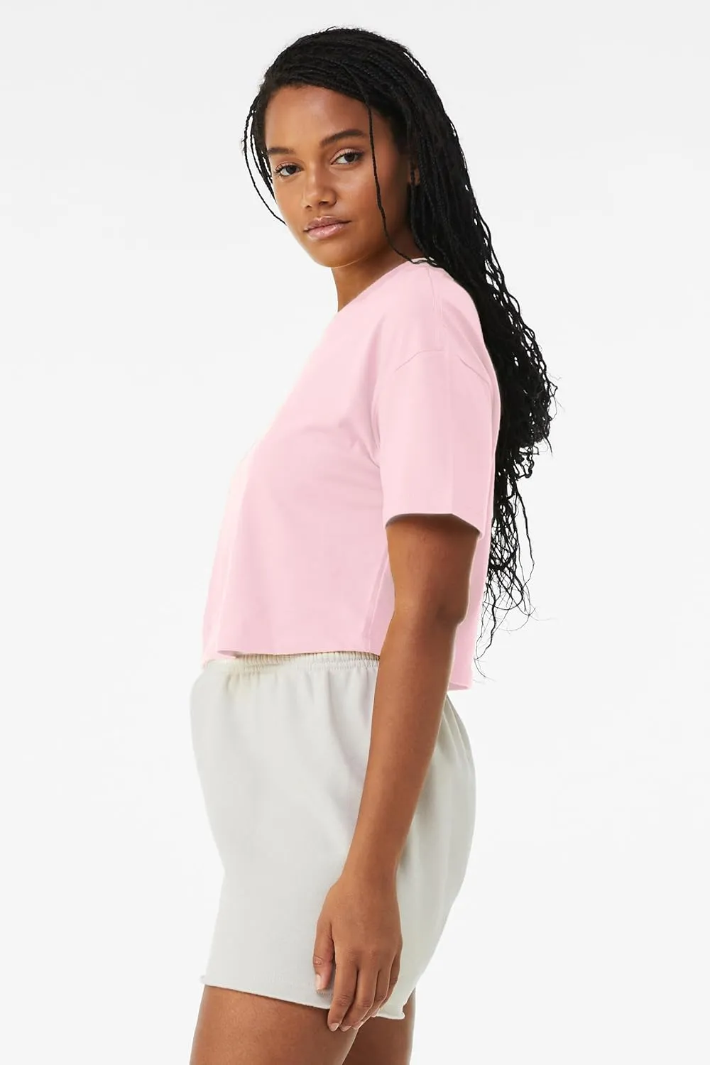 Emmalise Women's Loose Fit Crop Top Tee Short Sleeves T-Shirt
