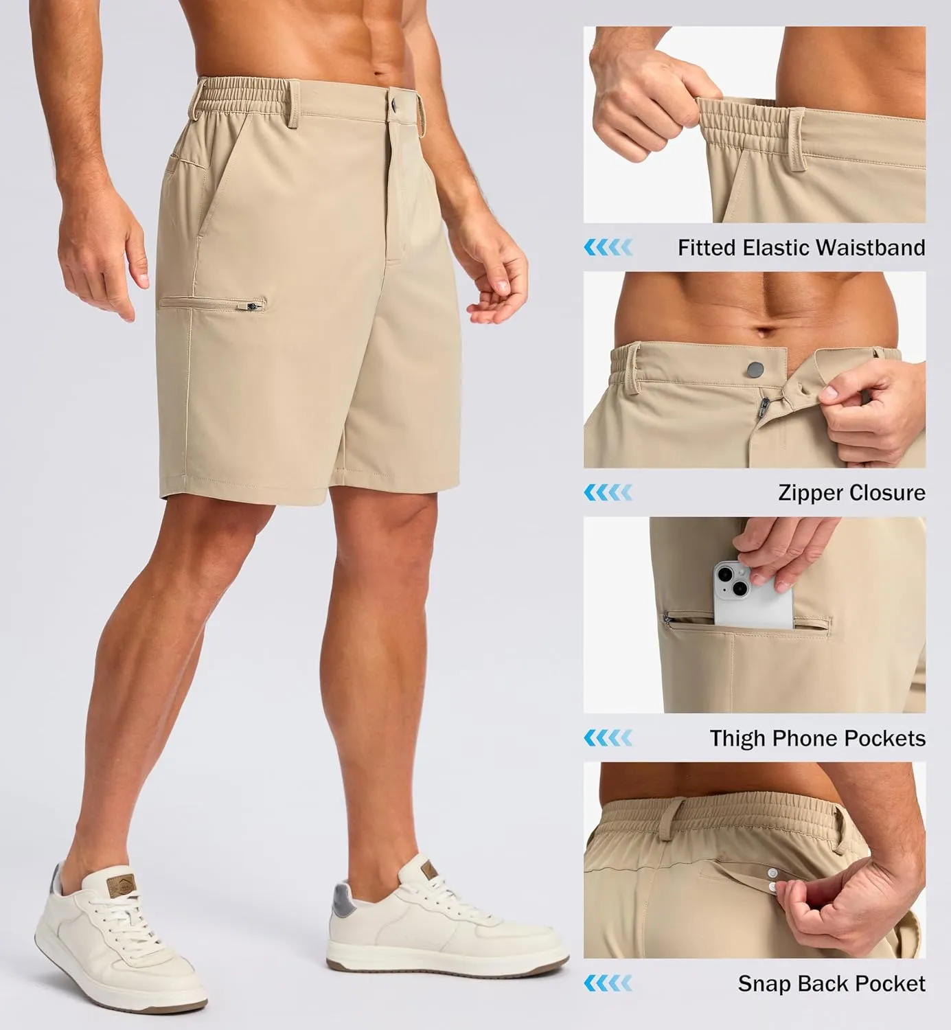 G Gradual Men's Casual Shorts 7"/ 9" Lightweight 4 Pockets Stretch Quick-Dry Summer Shorts for Golf Work Hiking Trips