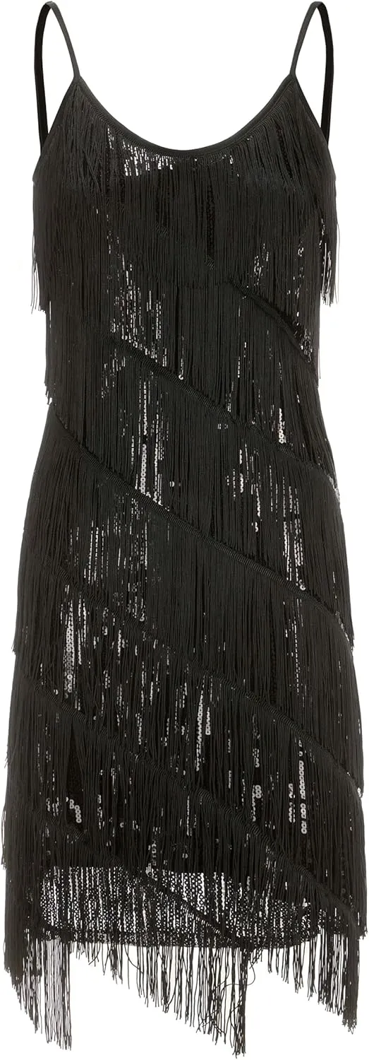 Gionforsy 1920s Flapper Dress Sequins Dress Roaring 20s Costume Accessories Set