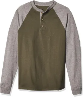 Hanes T Beefyt Henley, Men's Cotton Long Sleeve Shirts