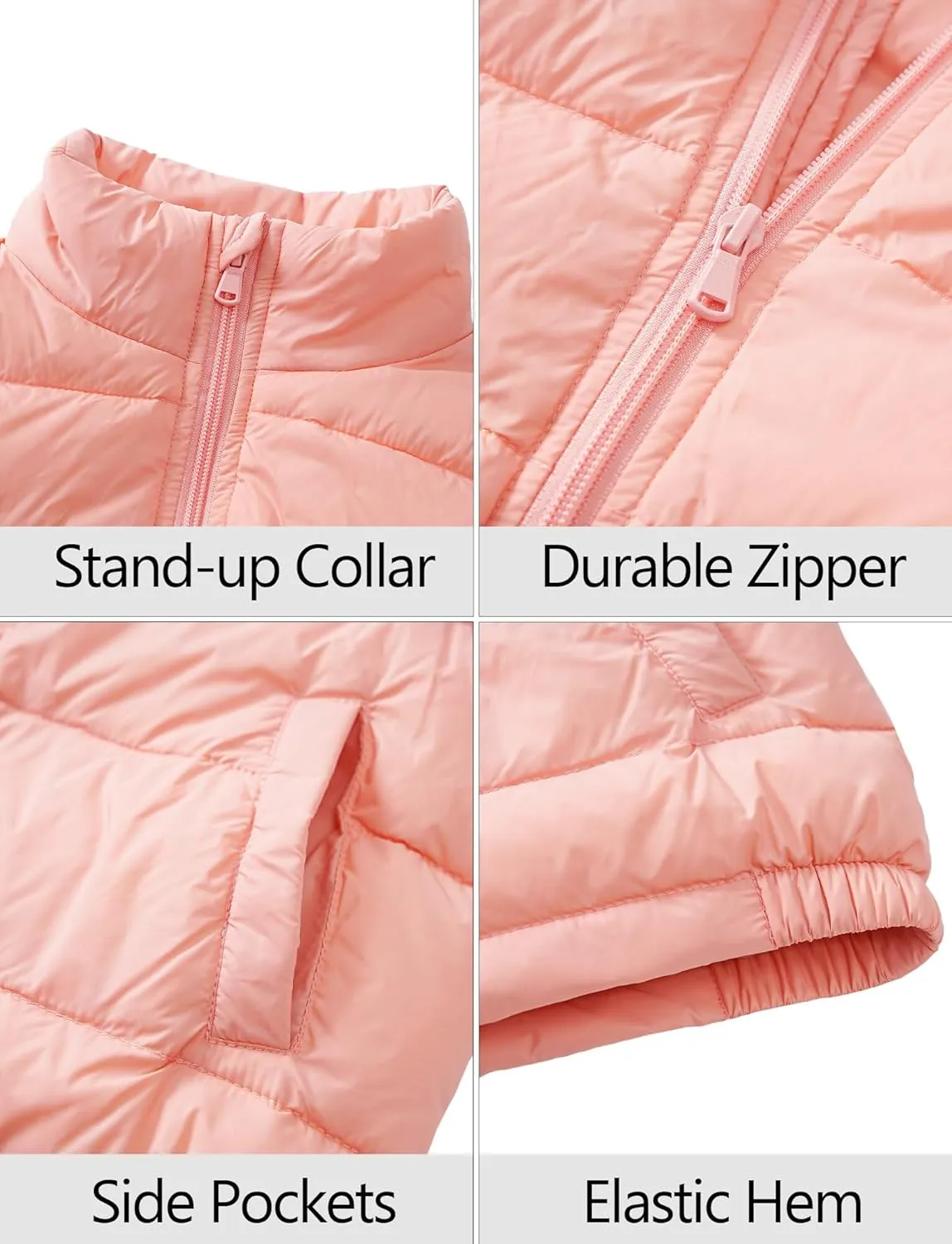 Happy Cherry Kids Winter Warm Puffer Vest Stand Collar Zip Sleeveless Jacket with Pockets