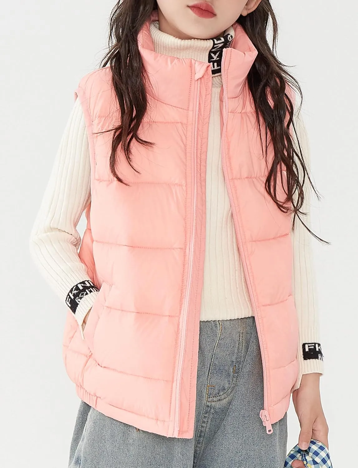 Happy Cherry Kids Winter Warm Puffer Vest Stand Collar Zip Sleeveless Jacket with Pockets