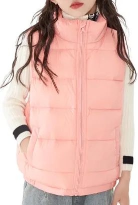 Happy Cherry Kids Winter Warm Puffer Vest Stand Collar Zip Sleeveless Jacket with Pockets