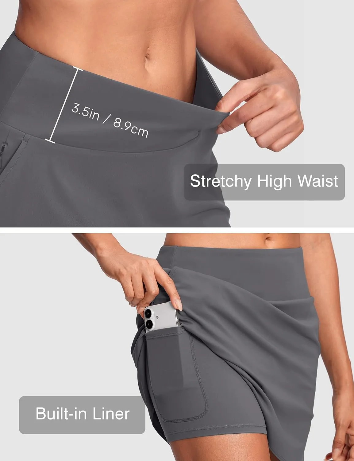 High Waisted Tennis Golf Athletic Skirts for Women Tummy Control Pickleball Skort with Shorts Pockets Anti Slip
