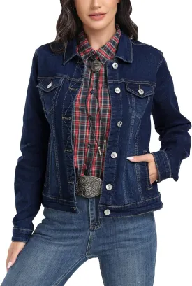 J.Corrine Women's Stretchy Denim Jacket Long Sleeve Vintage Basic Trendy Button Up Trucker Jean Jackets