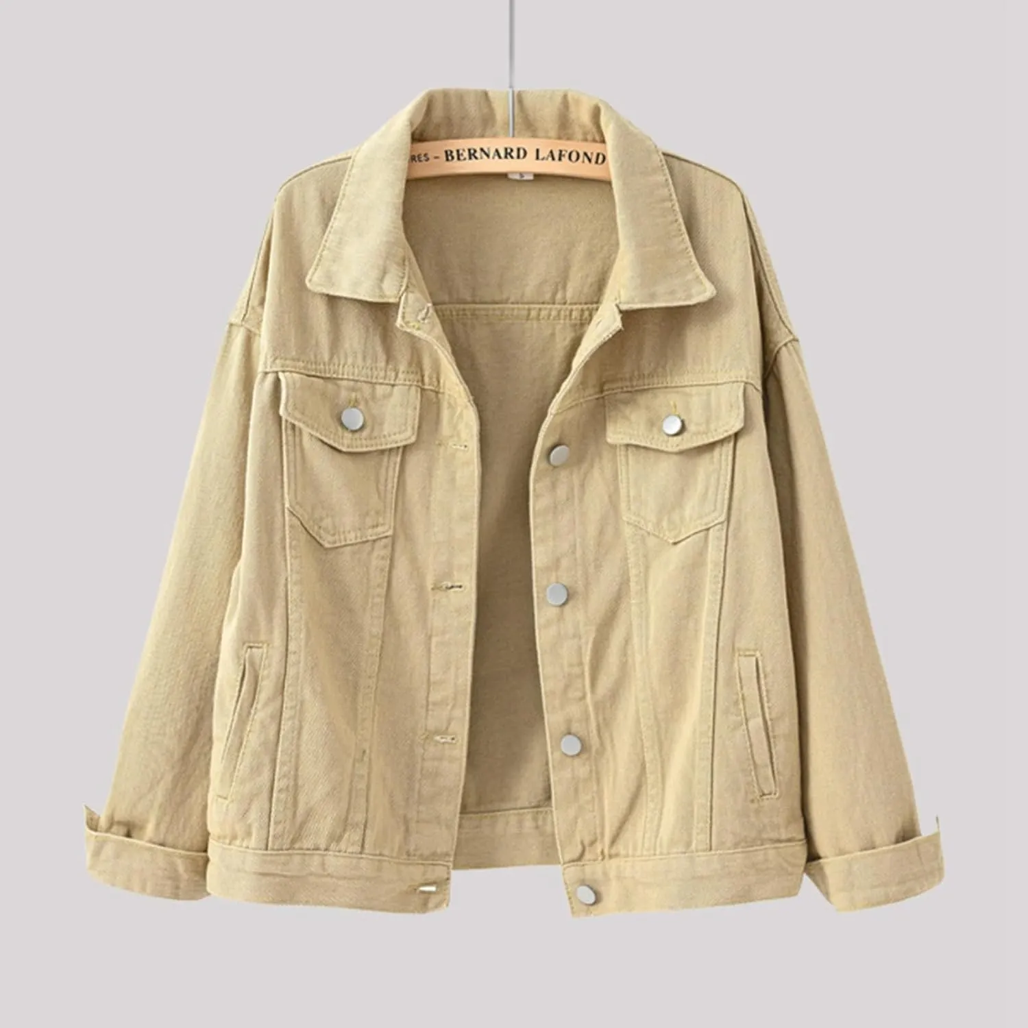 Jean Jacket Women Casual Long Sleeve Button Down Lapel Cropped Denim Top Lightweight Candy Color Plus Size Blazer
