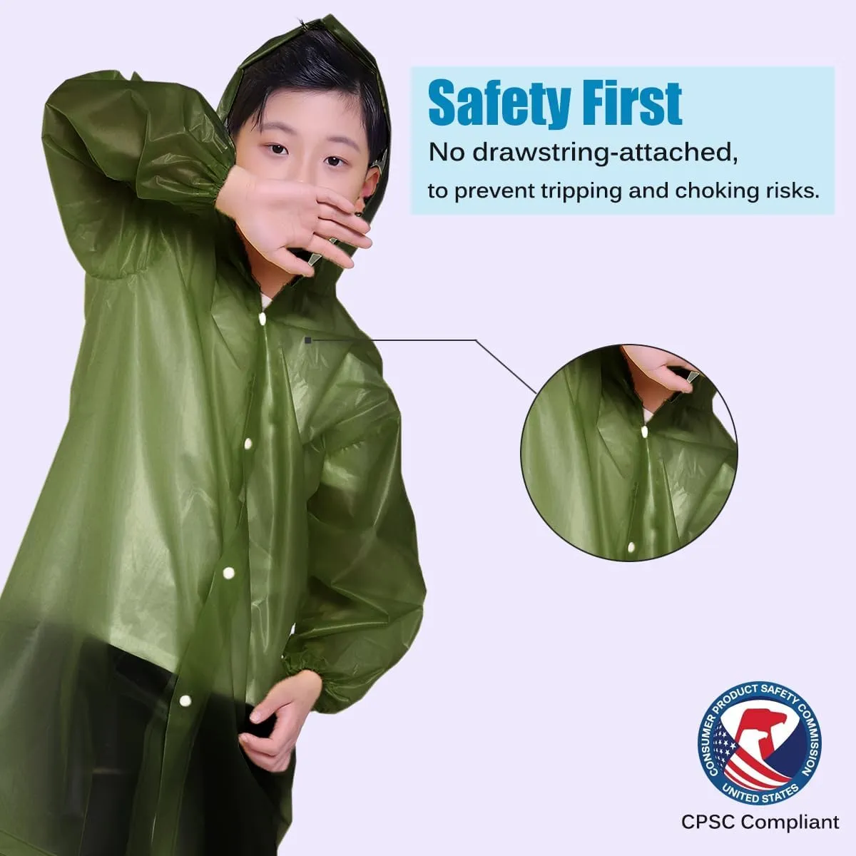 Kids Rain Jacket, 2 Pack Rain Ponchos for Kids - Reusable Raincoats for Boys and Girls Waterproof Outdoor Rain Gear