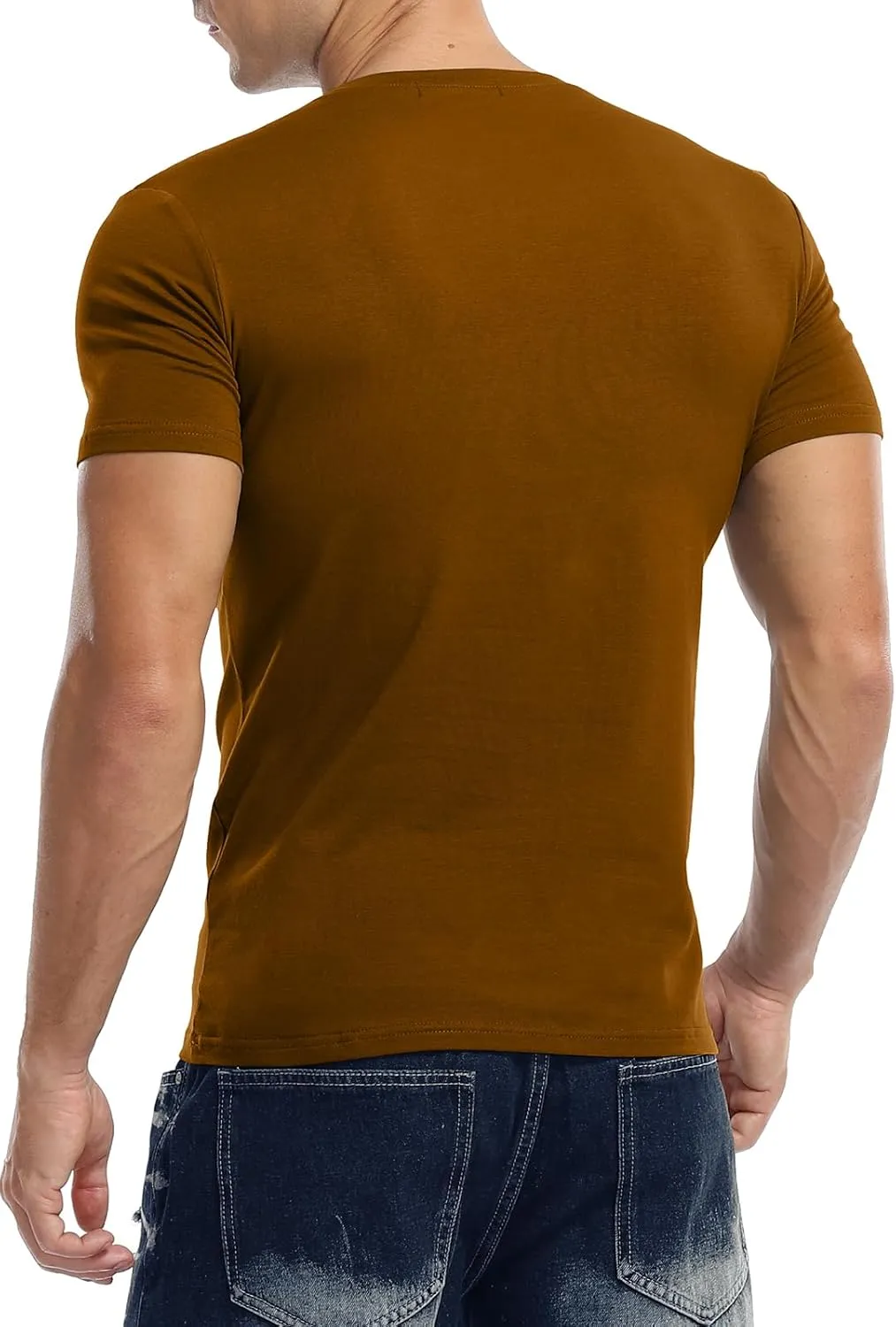 KUYIGO Mens Henley Shirts Slim Fit Short Sleeve Fashion Cotton Tops Tee