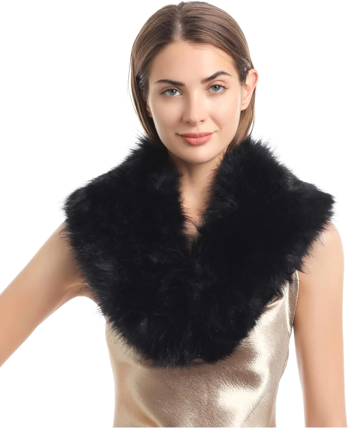 LA CARRIE Women's Faux Fur Collar Scarf Wrap Cold Winter Warmer