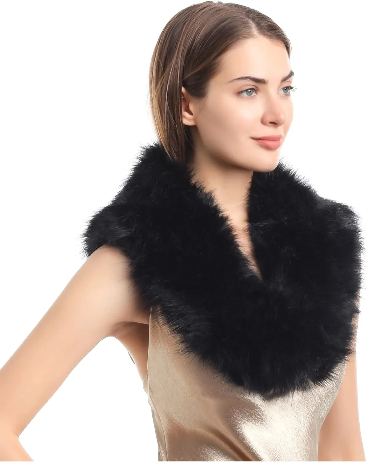LA CARRIE Women's Faux Fur Collar Scarf Wrap Cold Winter Warmer