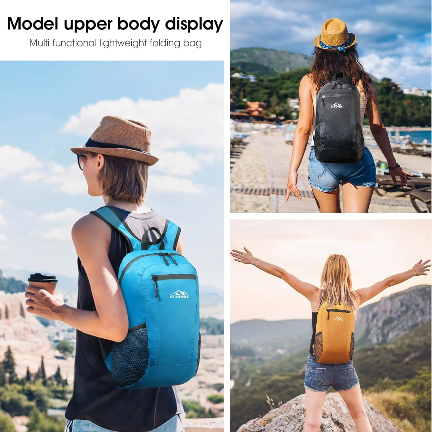 Lightweight Hiking Backpack,15L Small Travel Daypack for Camping, Hiking & Daily Use(Black)