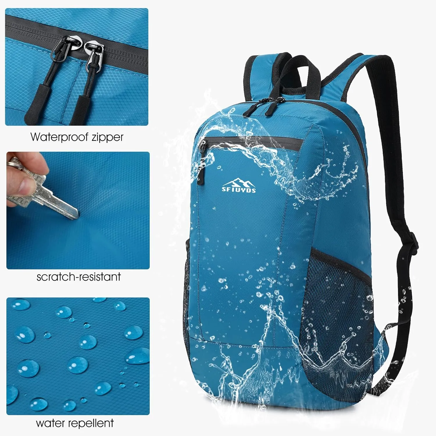 Lightweight Hiking Backpack,15L Small Travel Daypack for Camping, Hiking & Daily Use(Blue)