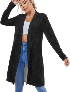 MARSVOVO Womens Chinese Loong Cardigan Coat Vintage Ink Painting Graphic Casual Long Sleeve Chiffon Outfits for Women