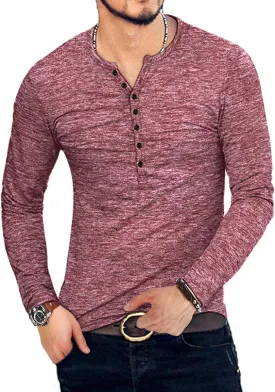 MLANM Mens Casual Slim Fit Basic Henley Short/Long Sleeve Fashion T-Shirt