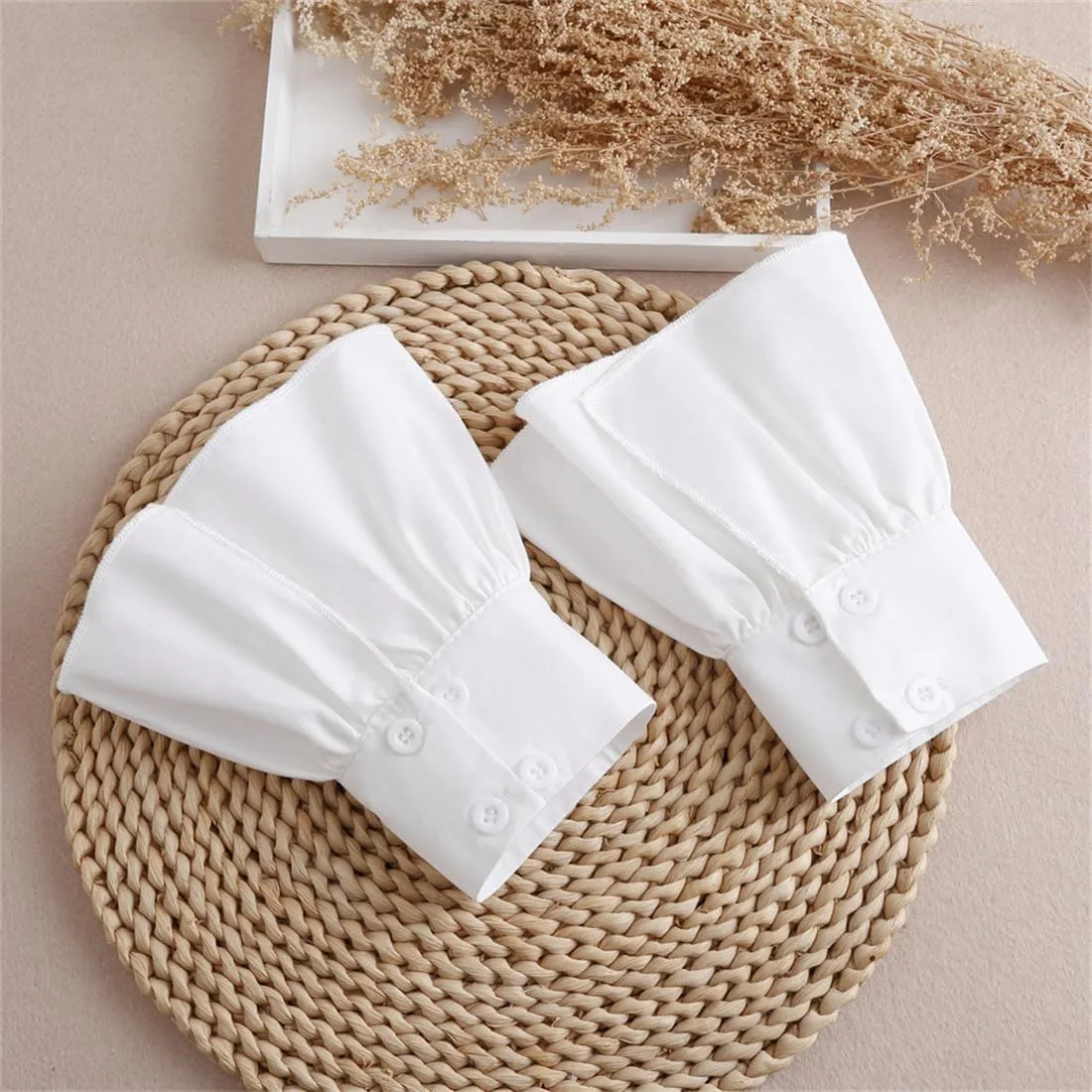 Mrotrida Women's Fake Sleeve Cuffs Fashion Pleated Oversleeve Detachable Shirt Sleeve Cuffs Gloves