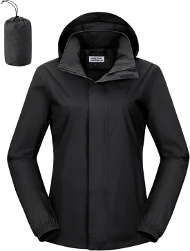 Outdoor Ventures Womens Lightweight Rain Jacket Packable Waterproof Rain Coat with Hood for Travel Windbreaker