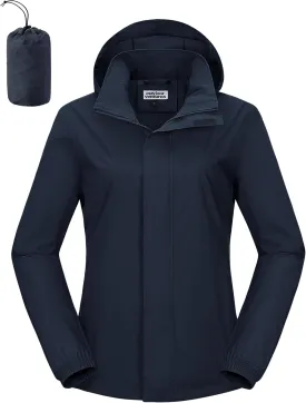 Outdoor Ventures Womens Lightweight Rain Jacket Packable Waterproof Rain Coat with Hood for Travel Windbreaker