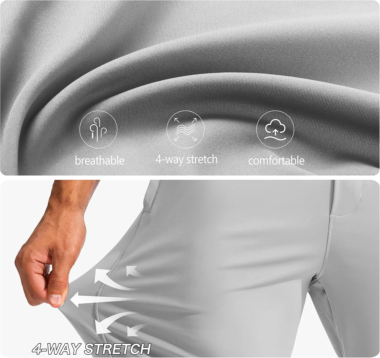 Pudolla Men's Golf Pants Stretch Sweatpants with Zipper Pockets Slim Fit Work Casual Joggers Pants for Men