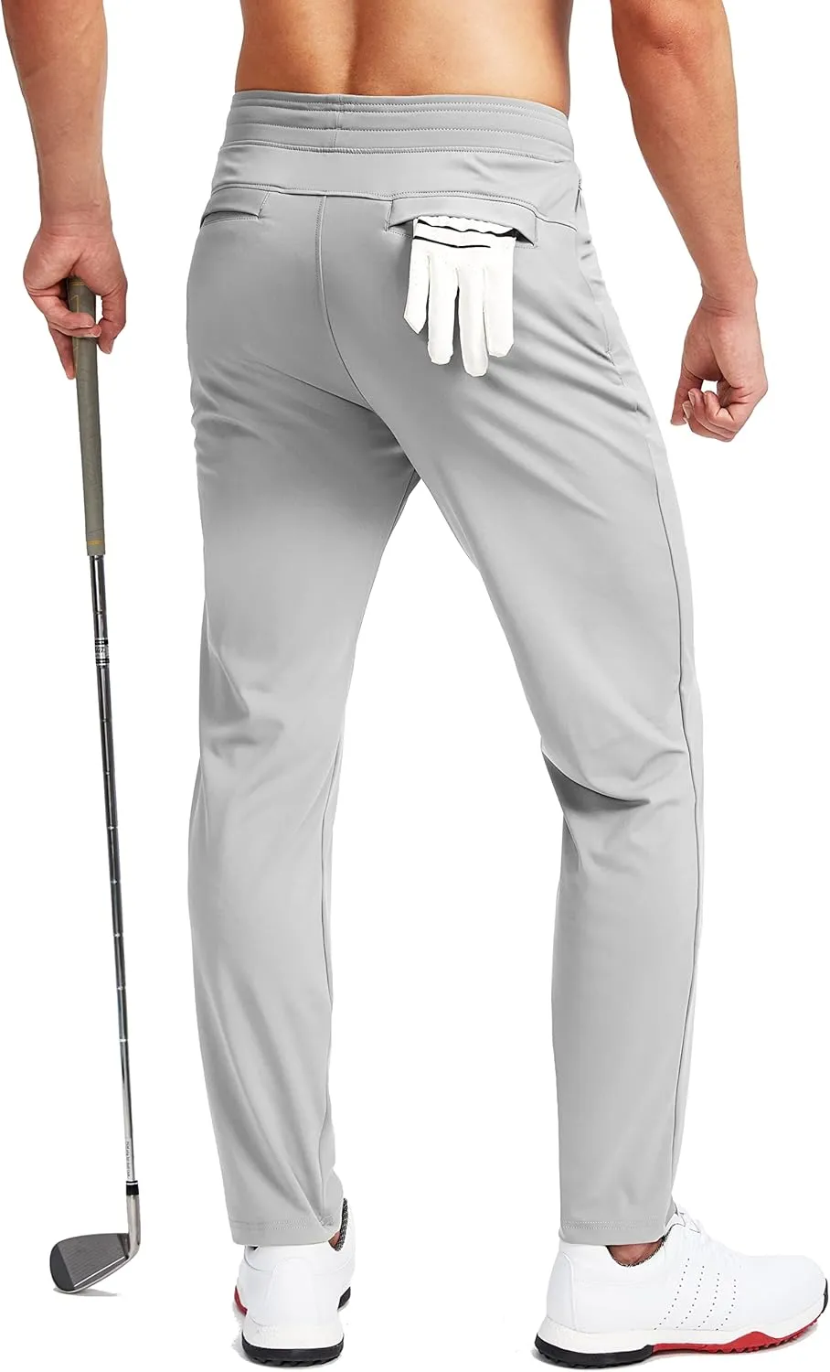 Pudolla Men's Golf Pants Stretch Sweatpants with Zipper Pockets Slim Fit Work Casual Joggers Pants for Men