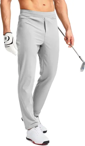 Pudolla Men's Golf Pants Stretch Sweatpants with Zipper Pockets Slim Fit Work Casual Joggers Pants for Men