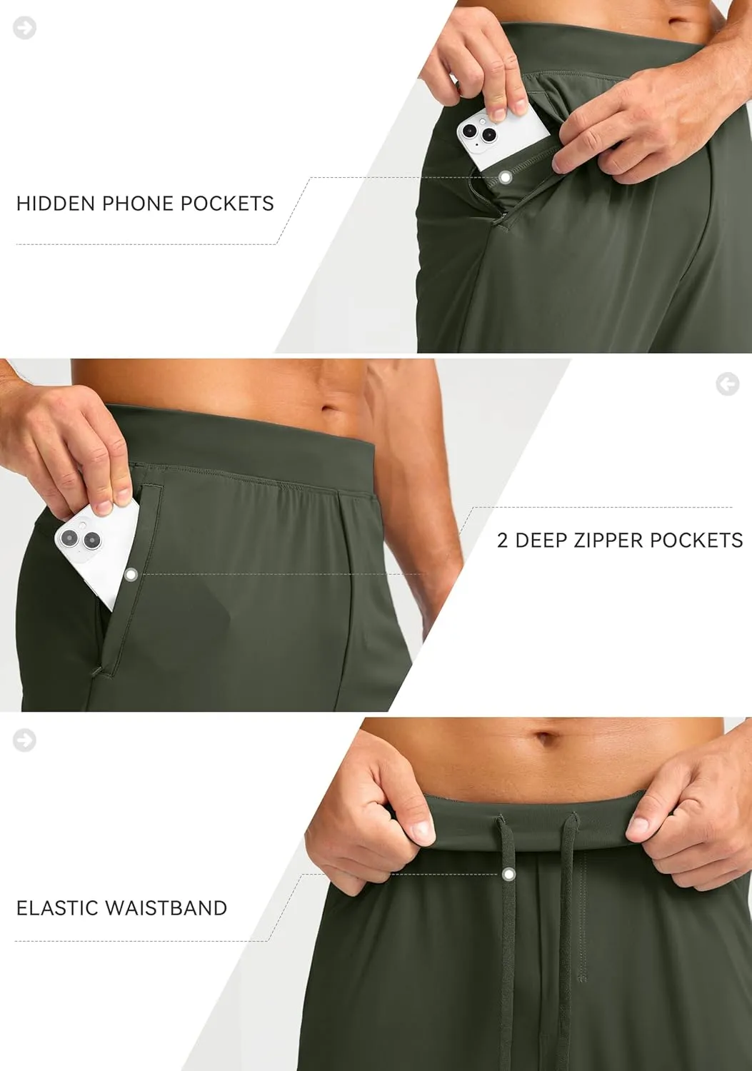 Soothfeel Men's Joggers with Zipper Pockets Golf Joggers Lightweight Sweatpants Athletic Workout Pants for Men Track
