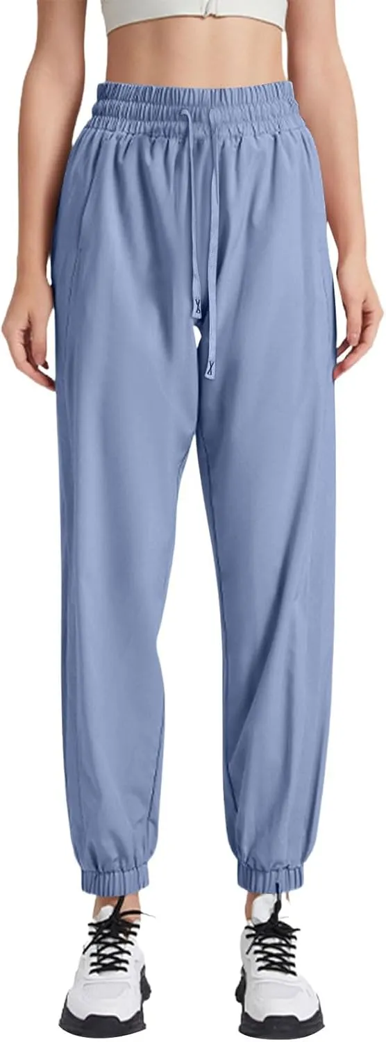 Stretch Active Pants for Women Breathable Drawstring Waist Joggers with Pockets Plus Size Lightweight Hiking Pants