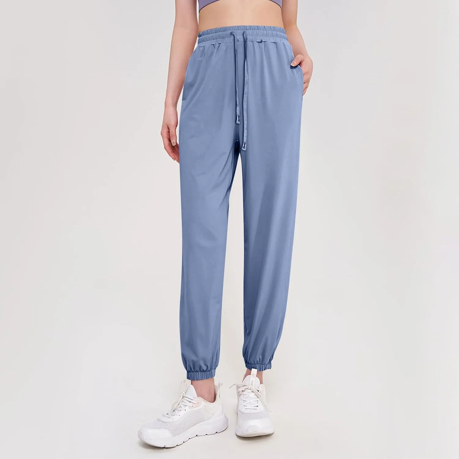Stretch Active Pants for Women Breathable Drawstring Waist Joggers with Pockets Plus Size Lightweight Hiking Pants