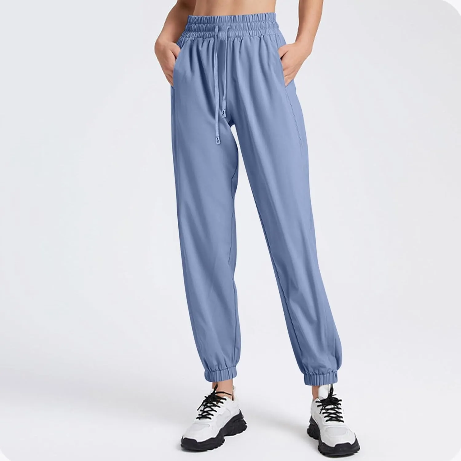 Stretch Active Pants for Women Breathable Drawstring Waist Joggers with Pockets Plus Size Lightweight Hiking Pants