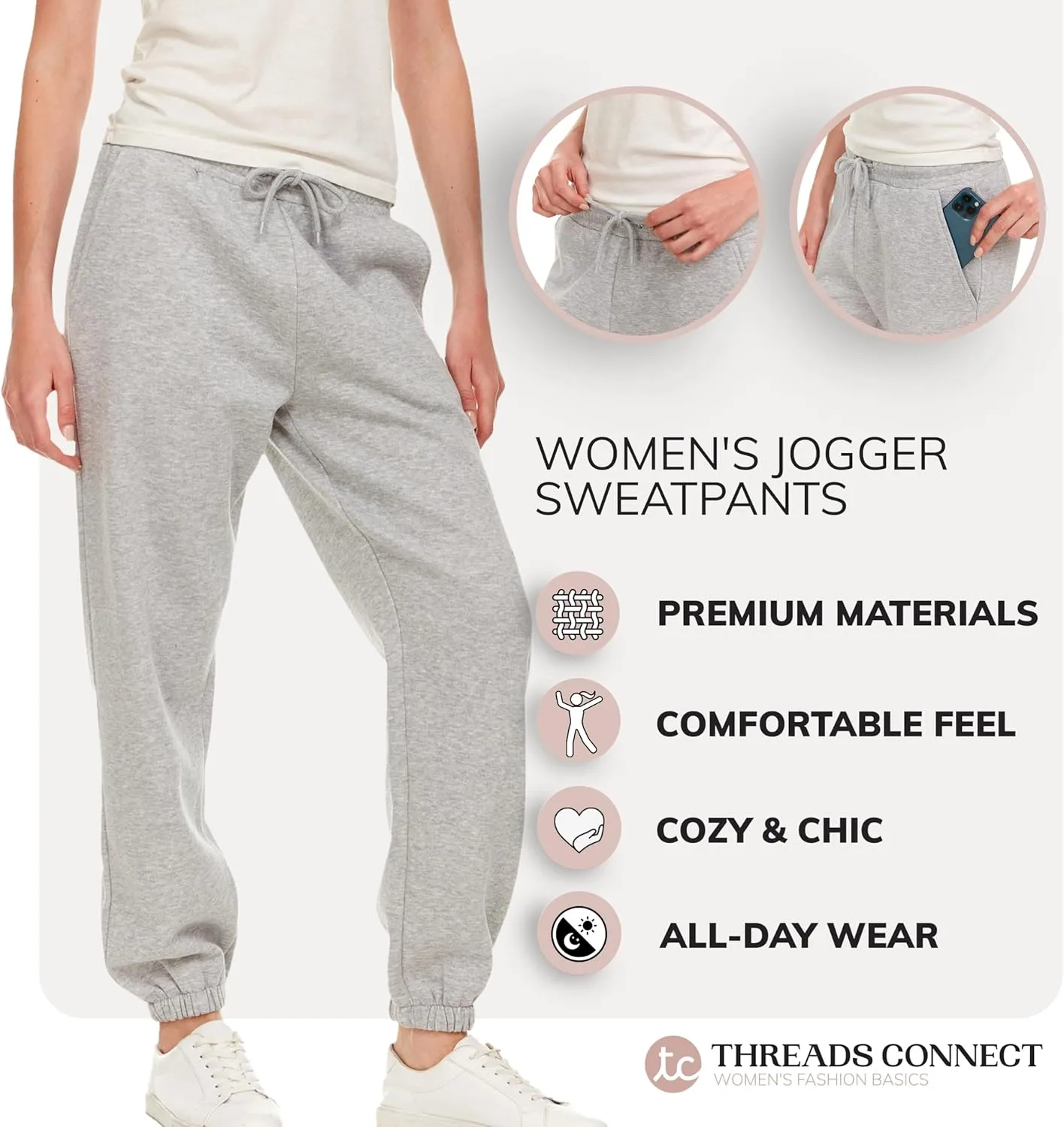 Sweatpants for Women, Closed Cinch Bottom Fleece Lounge Womens Oversized Joggers