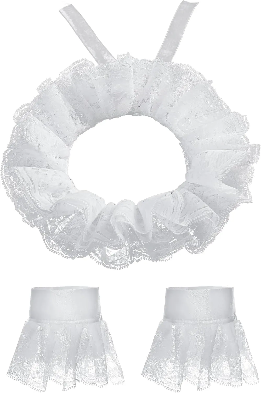 Vintage Lace Ruffled Collar Lace Gloves Clown Costume Accessories Detachable Neck Ruffle Collar Lolita Sleeve Halloween Party