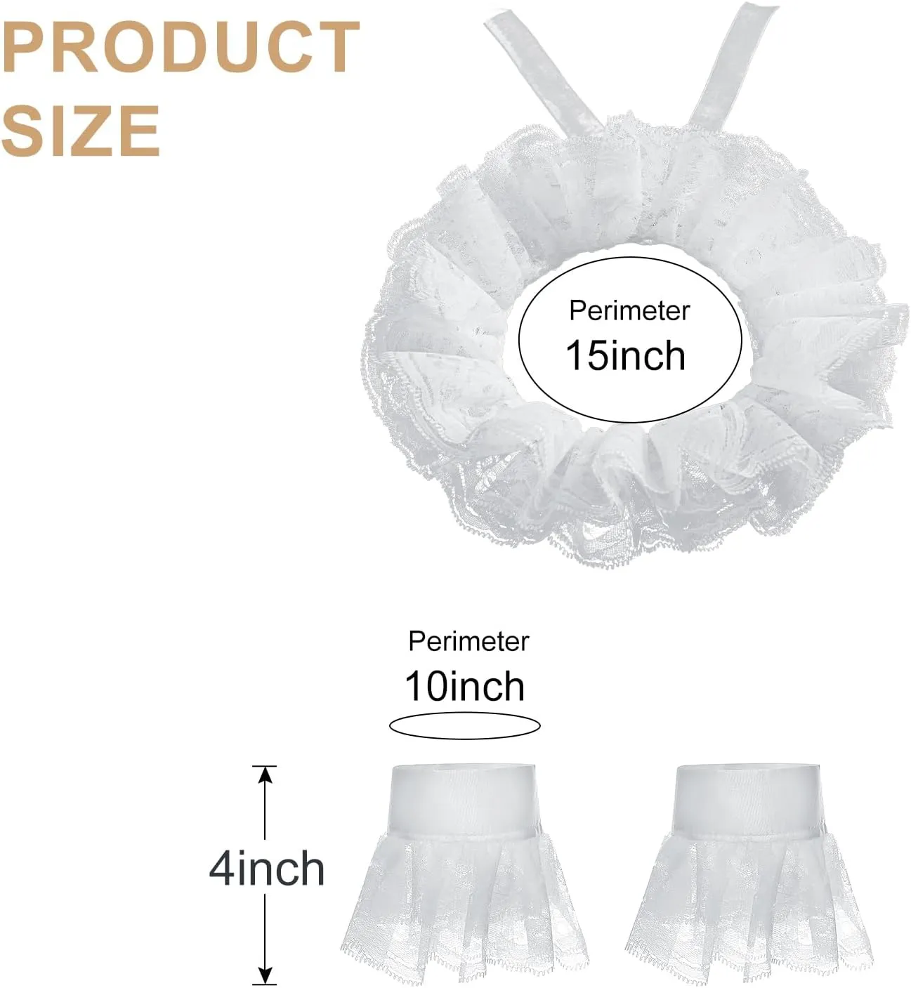Vintage Lace Ruffled Collar Lace Gloves Clown Costume Accessories Detachable Neck Ruffle Collar Lolita Sleeve Halloween Party