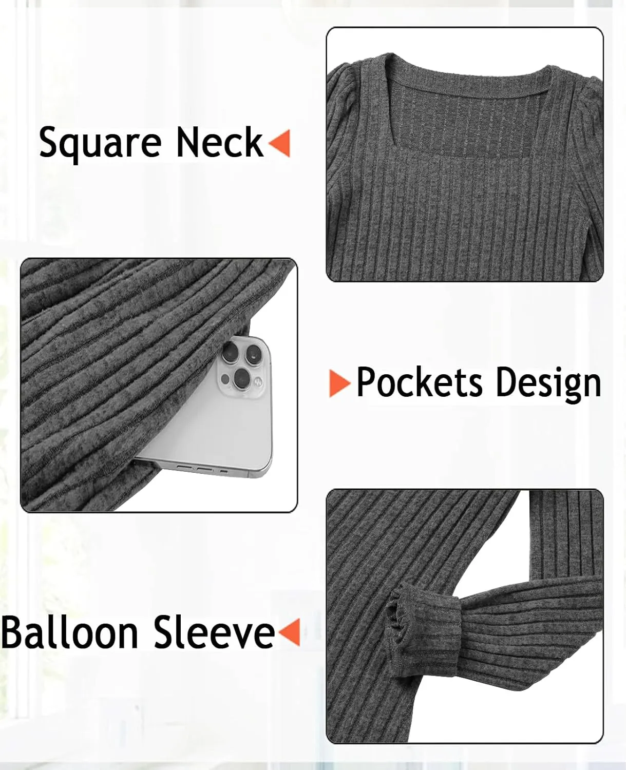 Womens Nursing Fall Dresses Square Neck Long Sleeve Winter Knit Sweater Dress 2024 with Pockets