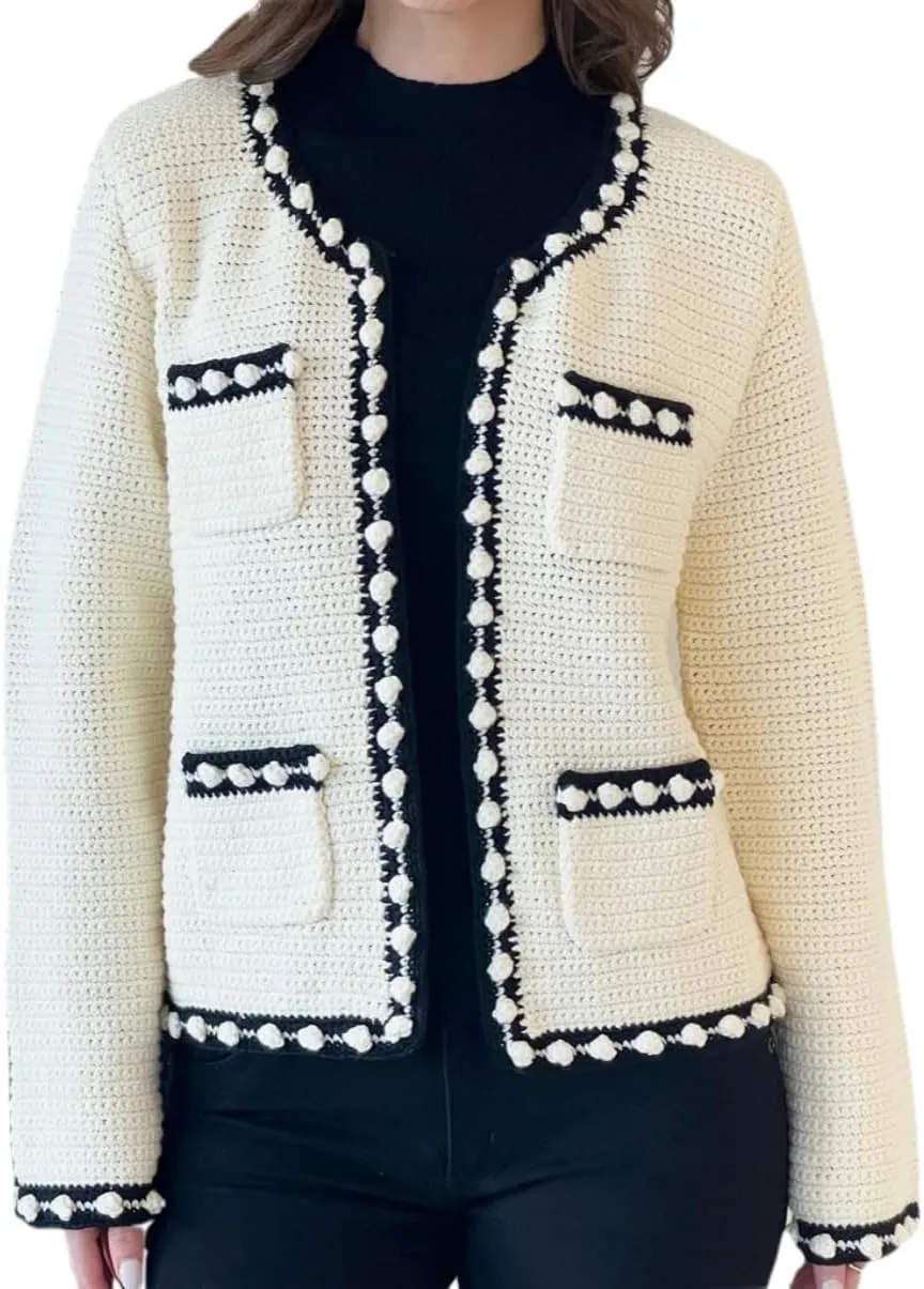 Women's Open Front Cardigan Sweaters Casual Long Sleeve Button Down Chunky Knit Outerwear Coats