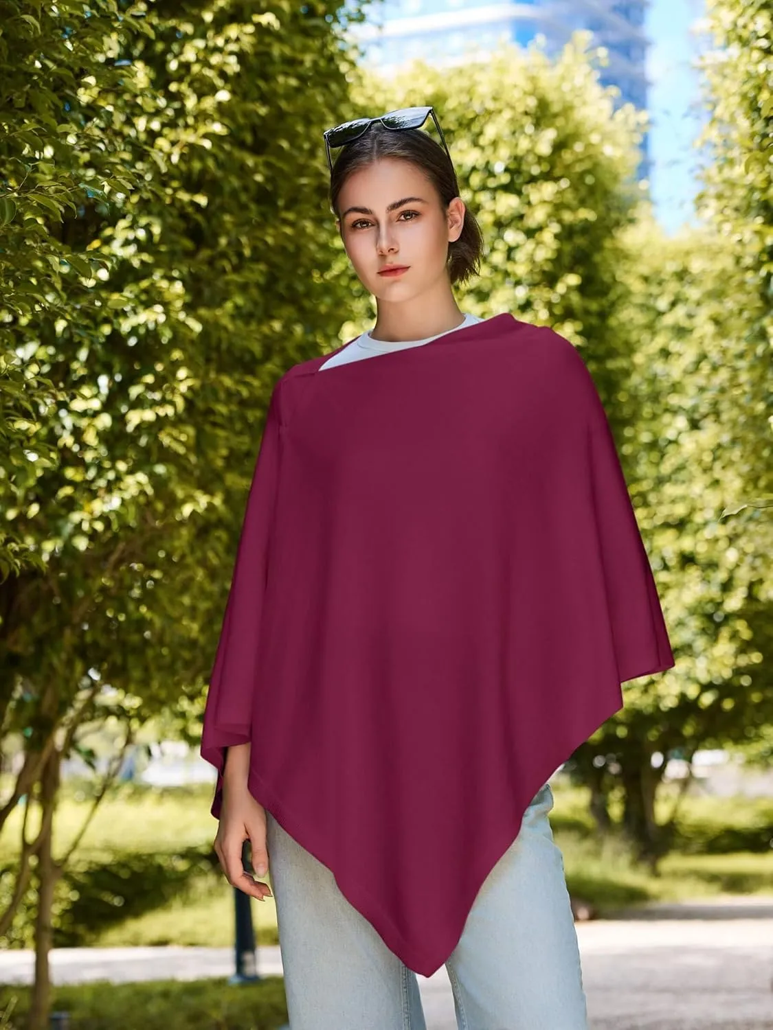 Women'S Shawl Wraps Poncho Sweater Lightweight Knit Scarf With Buttons Versatile Cape Cardigan Spring Summer Fall
