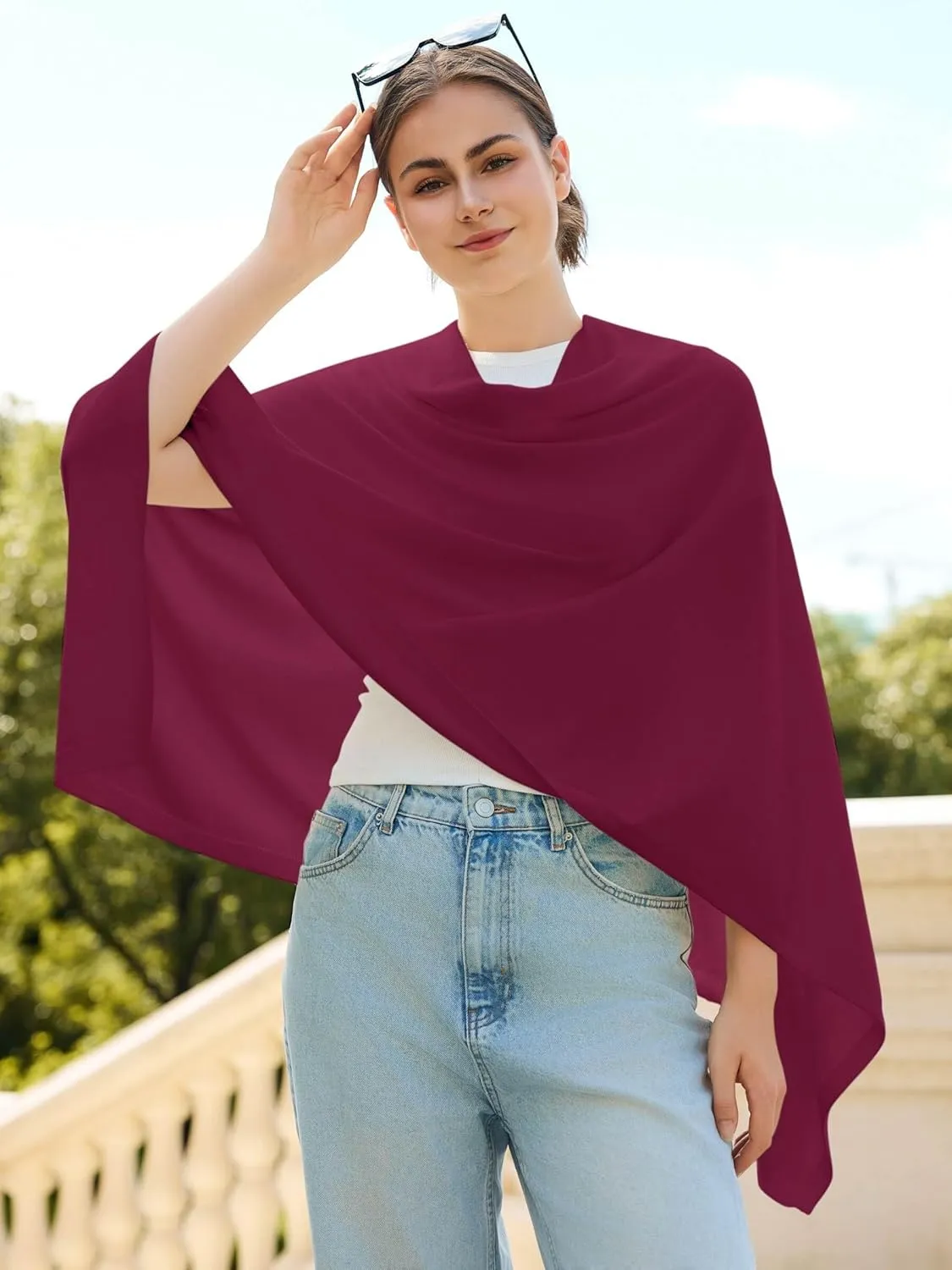 Women'S Shawl Wraps Poncho Sweater Lightweight Knit Scarf With Buttons Versatile Cape Cardigan Spring Summer Fall